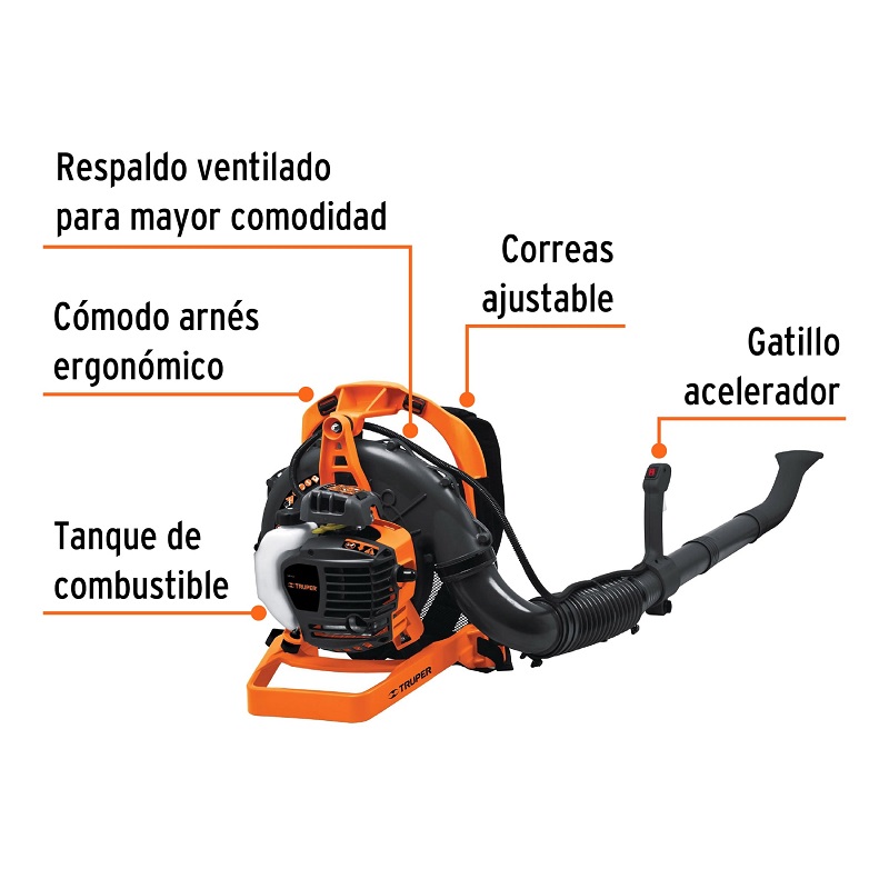 SOPLADORA CON MOTOR A GASOLINA TIPO MOCHILA 26 CC