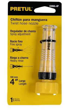 CHIFLON PRETUL PLASTICO PARA MANGUERA 4&quot; LARGO