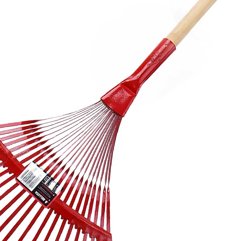 ESCOBA METALICA BELLOTA ROJA PALO DE MADERA 22&quot;
