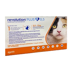 REVOLUTION PLUS PARA GATOS HASTA 5 KG 0.5 ML 1 PIPETA