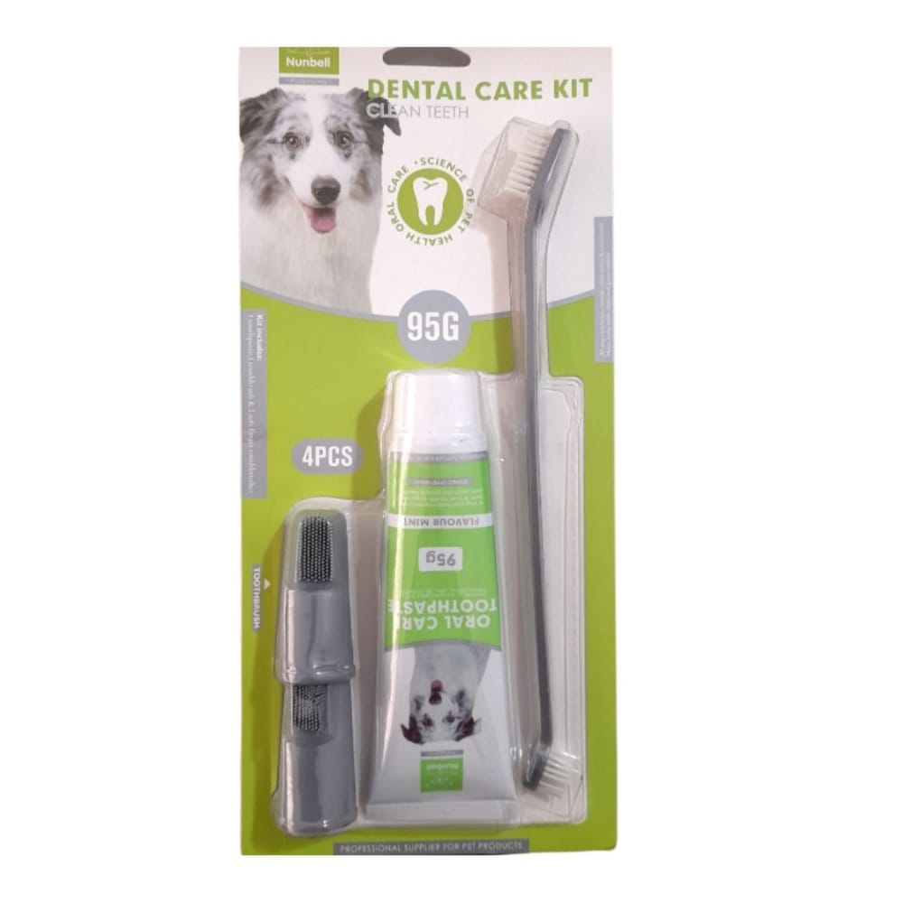 KIT DE CEPILLO Y PASTA DENTAL PARA PERRO NUNBELL