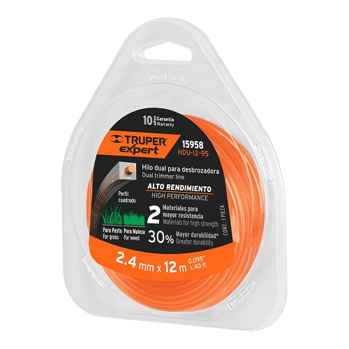 HILO PARA DESBROZADORA DUAL 2.4 MM X 12M