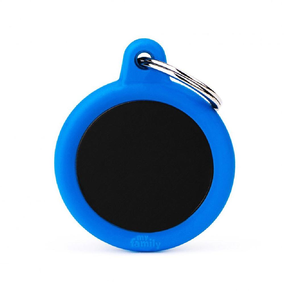MY FAMILY TAG BLACK CIRCLE ALUMINIUM WITH RUBBER