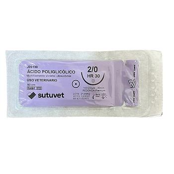 SUTURA DE PLYGLUCOLIC 2/0 CON AGUJA 30MM 1/2 REDONDA
