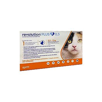REVOLUTION PLUS PARA GATOS HASTA 5 KG 0.5 ML 1 PIPETA