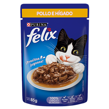 FELIX POUCH POLLO E HIGADO EN SALSA 85 GR