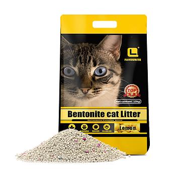 ARENA PARA GATO FAVORITE AGLUTINANTE BENTONITE LIMON 10 KG