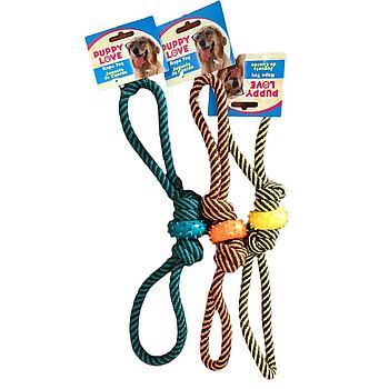 JUGUETE DE CUERDA DOS NUDOS CON DONA VARIOS COLORES PUPPY LOVE