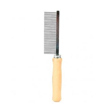 PEINE DE METAL SIMPLE CON MANGO DE MADERA