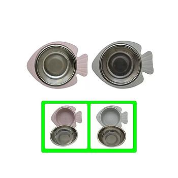 COMEDERO PARA MASCOTA MELAMINA Y ACERO INOX PEZ