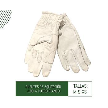 GUANTES PARA EQUITACION DE CUERO BLANCO PAR