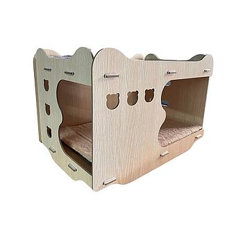CASA DE MADERA Y RASCADOR PARA GATO DOBLE ENTRADA